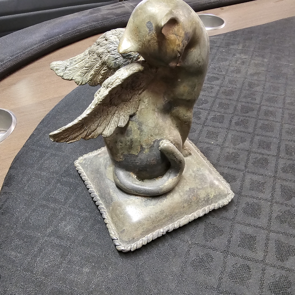 Pierre Chenet Bronze Winged Cat Sculpture